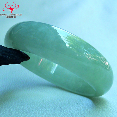 豪8印象手镯之家Z26180Z177翡翠宽版手镯圈口57.6mm轮胎淡绿玉镯