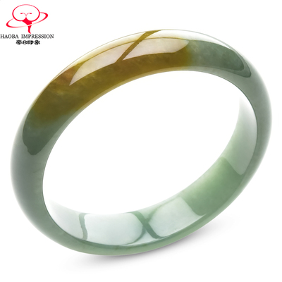 豪8印象X26100X121翡翠手镯圈口54.0冰糯种天然缅甸油绿黄翡玉镯