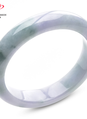 豪8印象P26048P301翡翠手镯圈口54.9mm天然缅甸淡紫飘绿花玉镯