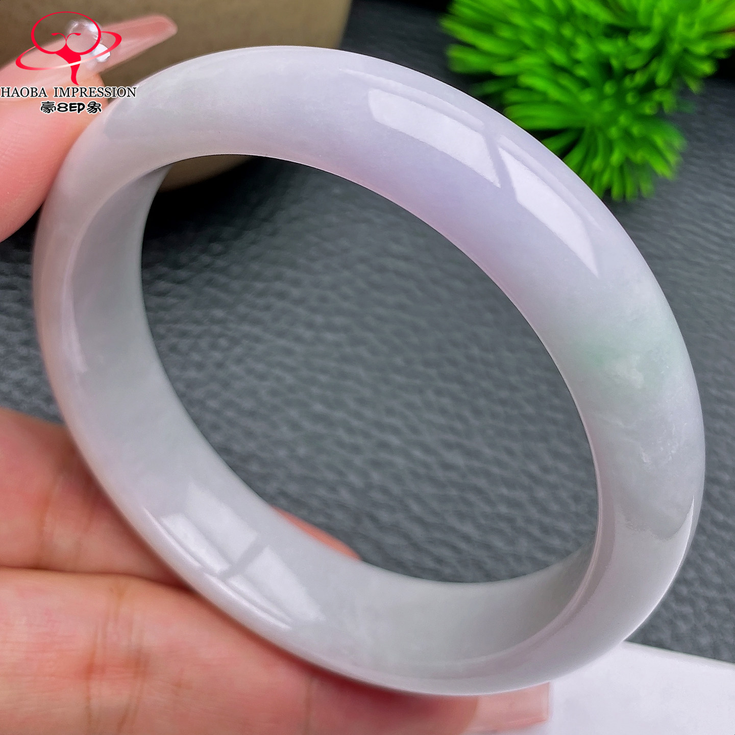 豪8印象X26150X895翡翠手镯圈口58.5天然冰糯种淡紫淡绿玉镯63g