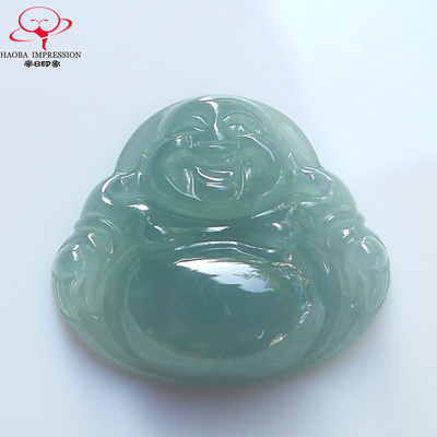 豪8印象手镯之家Z26012Z492翡翠笑佛吊坠天然冰糯种油青佛公挂件