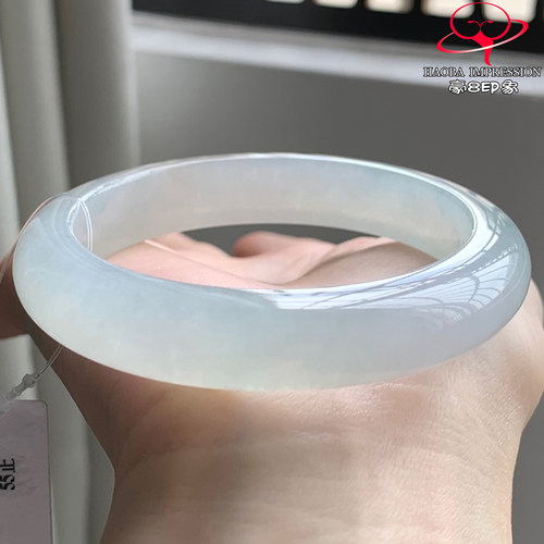 豪8印象W261280W166翡翠手镯圈口55天然冰种白月光缅甸玉手镯a货