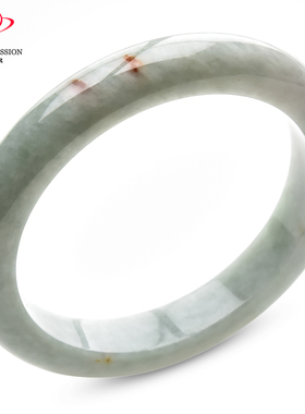 豪8印象手镯之家S125010Y667翡翠手镯圈口56.3mm浅绿带红翡玉镯
