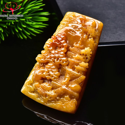 豪8印象手镯之家G26128G161翡翠意境山水牌吊坠天然红翡玉挂件