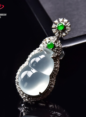 豪8印象手镯之家M25260M511翡翠葫芦吊坠冰种镶铂金玉福禄挂件