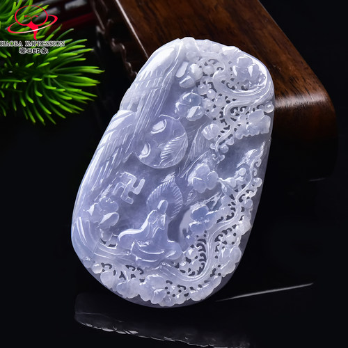 豪8印象手镯之家G26160G132翡翠山水牌吊坠天然紫罗兰悟道牌挂件