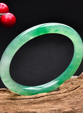 豪8印象翡王妃F125005F171非洲翠手镯圈口53.4mm冰种绿飘花玉手镯