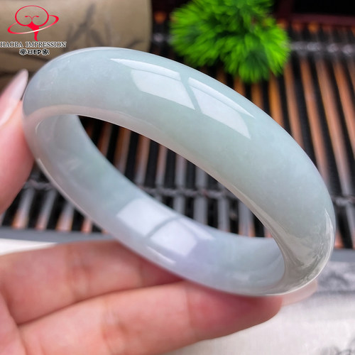 豪8印象®X26150X392翡翠手镯圈口58.5冰糯种天然缅甸浅绿玉镯70g
