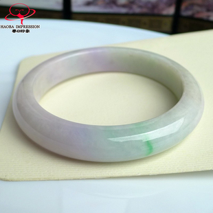 豪8印象L26100L166翡翠手镯圈口58.0mm冰糯种粉紫带绿春彩玉镯子