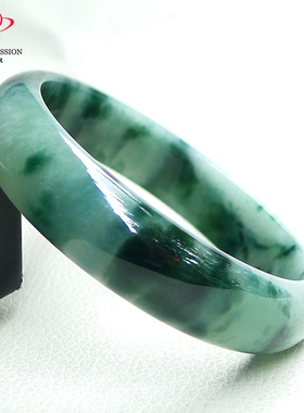 豪8印象手镯之家Z26260Z165翡翠手镯圈口61.3mm蓝绿飘花玉手镯