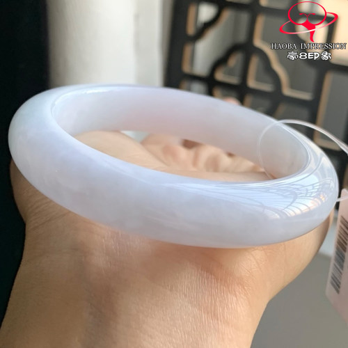 豪8印象W26060W770天然A货翡翠圈口56.3冰糯种淡粉紫正圈玉手镯
