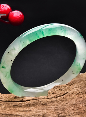 豪8印象翡王妃F125008F114非洲翠手镯圈口53.8mm冰种绿飘花玉手镯