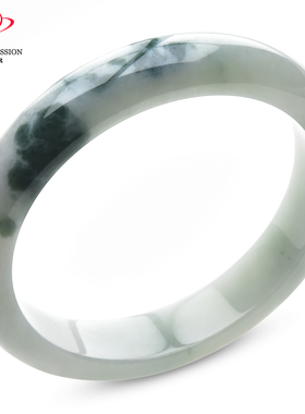 豪8印象手镯之家S225018Y556翡翠手镯圈口53.7mm天然蓝绿飘花玉镯