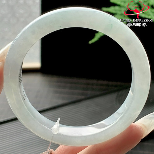 豪8印象P26280P2634翡翠手镯圈口55.8天然冰种晴底浅绿缅甸玉手镯