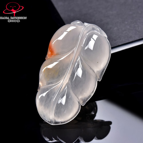 豪8印象翡王妃F25002F214非洲翠玉叶吊坠天然冰种红翡玉树叶挂件