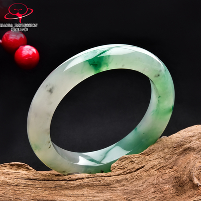 豪8印象翡王妃F225018F122非洲翠手镯圈口54.2mm冰种绿飘花玉手镯