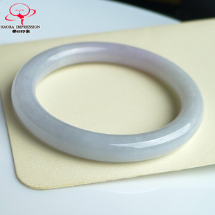 豪8印象L26100L165翡翠圆条手镯圈口56.5mm冰糯种淡紫淡绿玉镯子