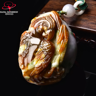 豪8印象·手镯之家M414翡翠把件英明神武缅甸a货红翡飘绿花玉把玩