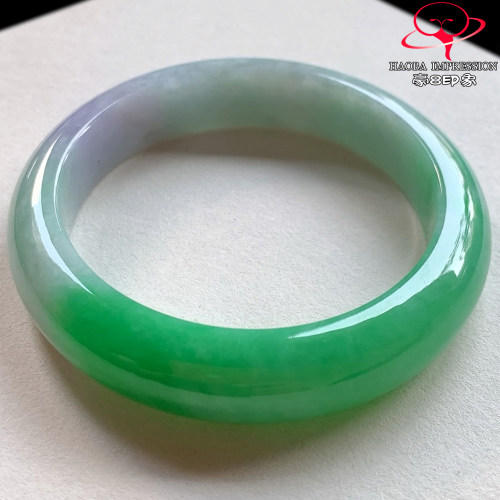 豪8印象V262380V2459翡翠手镯圈口54天然冰糯种阳绿缅甸玉手镯a货
