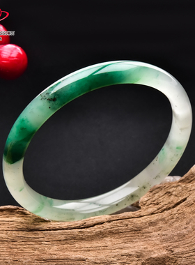 豪8印象翡王妃F125005F148非洲翠手镯圈口53.9mm冰种绿飘花玉手镯