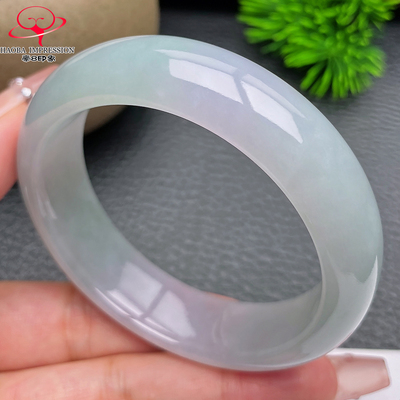 豪8印象®X26360X736翡翠手镯圈口54.9冰种晴底浅绿缅甸玉手镯69g