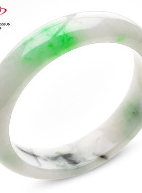 豪8印象·手镯之家M140翡翠手镯圈口58.1mm天然白底带翠玉镯子