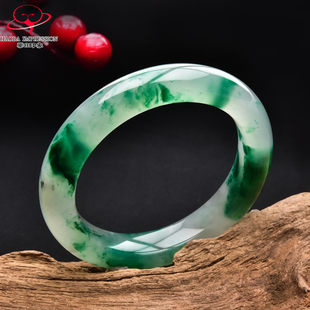 豪8印象翡王妃F825080F120非洲翠手镯圈口55.1mm冰种绿飘花玉手镯