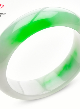 豪8印象·手镯之家M142翡翠手镯圈口57.7mm天然a货白底带翠玉手镯