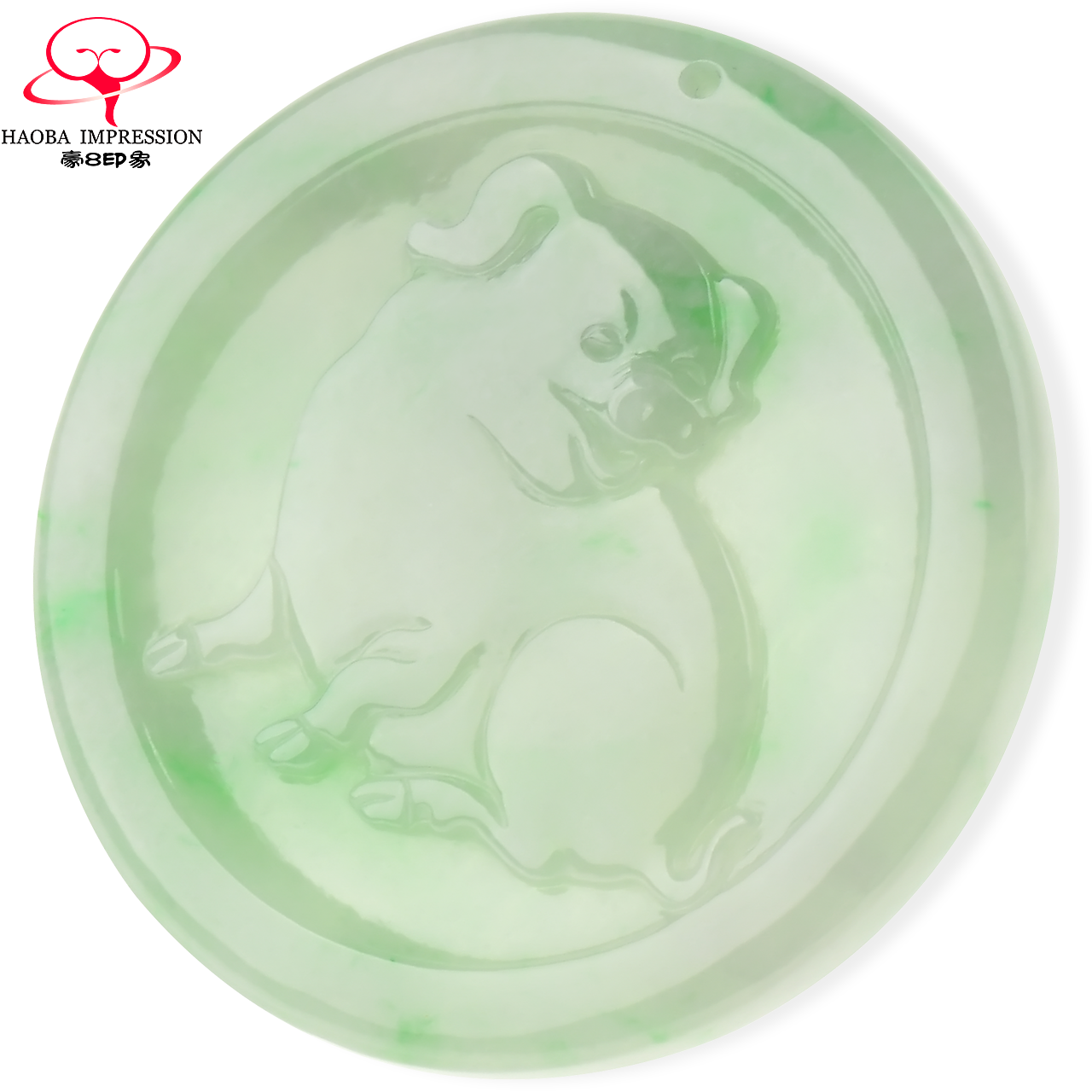 豪8印象X1767天然翡翠十二生肖猪吊坠挂件飘绿花缅甸a货玉石珠宝