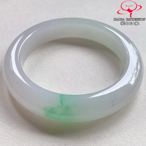 豪8印象V261280V2669翡翠手镯圈口56.6天然冰种阳绿飘花玉手镯a货