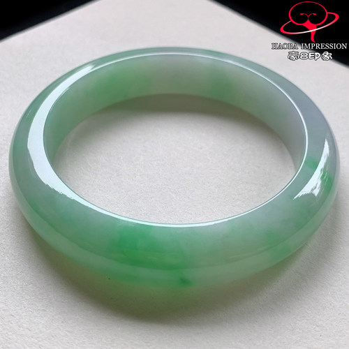 豪8印象V26800V1843翡翠手镯圈口58天然冰糯种阳绿缅甸玉手镯a货