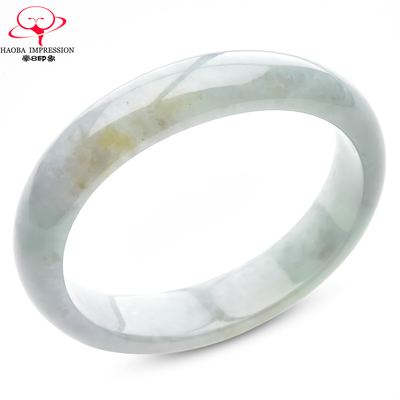 豪8印象手镯之家S225018Y622翡翠贵妃手镯圈口50.2mm白底浅绿玉镯