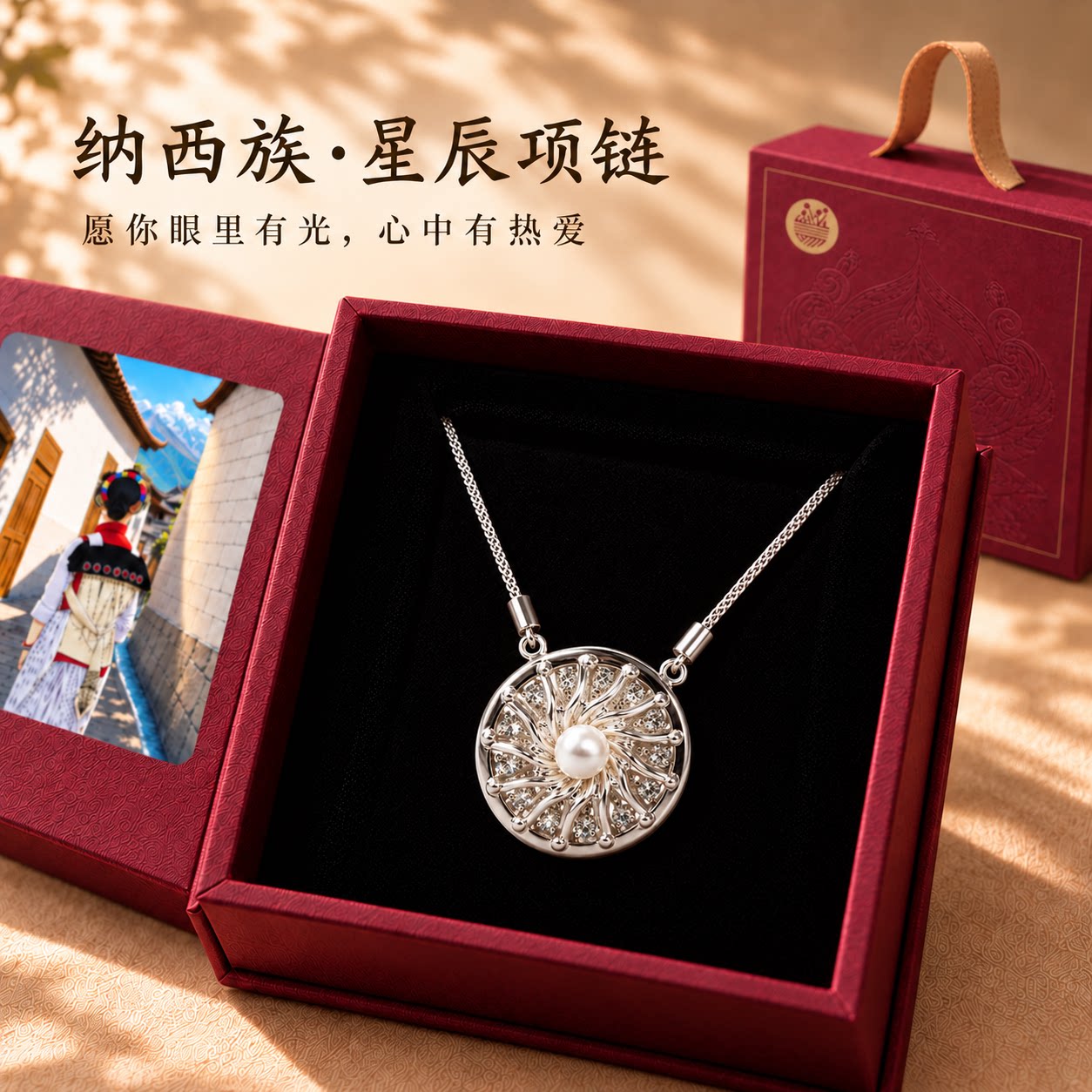 云南项链纳西族 925 银星辰吊坠云南文创特色纪念品生日送礼礼盒
