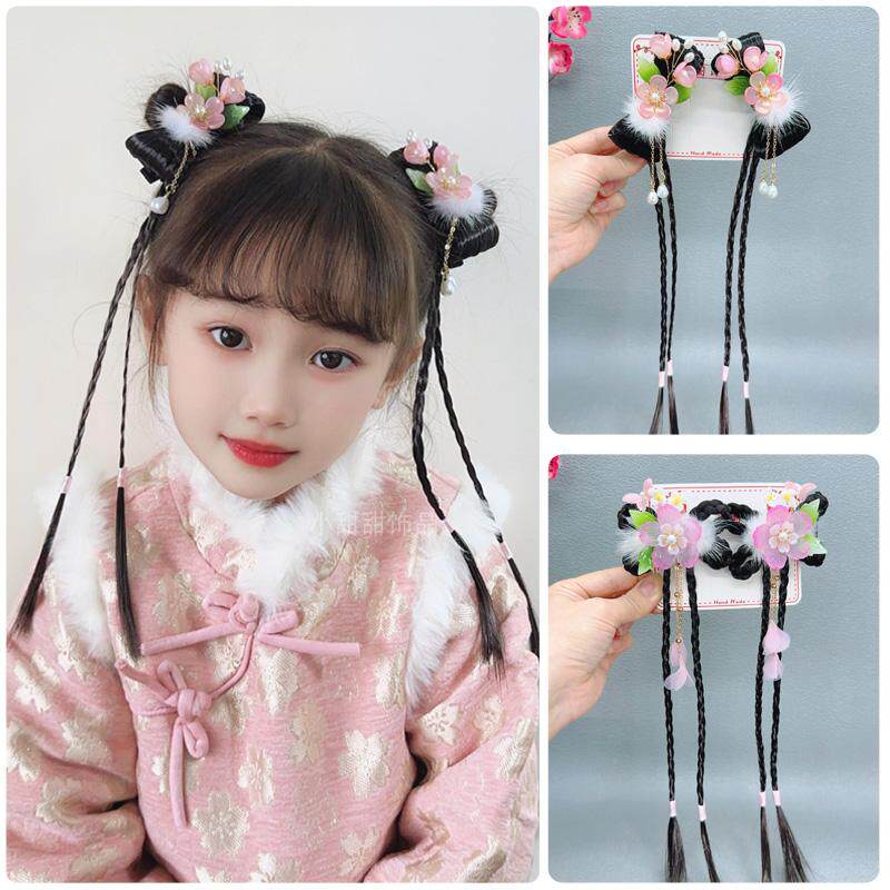 中国风儿童汉服造型假发苞盘发头饰女童古装蝴蝶结古风假发辫对夹,童装/婴儿装/亲子装,发饰,淘宝优惠券,粉丝福利购,淘宝优惠卷
