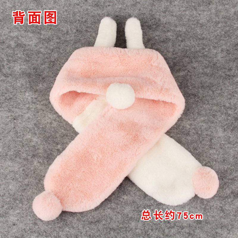 어린이 벨벳 두꺼운 짧은 머리 토끼 스카프 겨울 따뜻한  귀여운 소녀 부드럽고 편안한 스카프