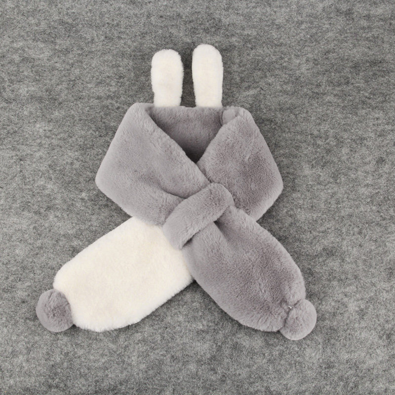 어린이 벨벳 두꺼운 짧은 머리 토끼 스카프 겨울 따뜻한  귀여운 소녀 부드럽고 편안한 스카프