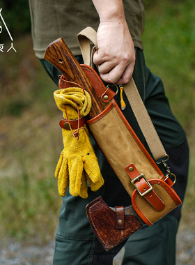 野人bushcraft户外野营便携斧背挂斧套斧头便携BC保护真皮手斧套