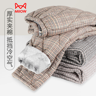 猫人睡裤冬季男士纯棉加绒加厚三层夹棉珊瑚绒保暖秋冬睡裤家居裤