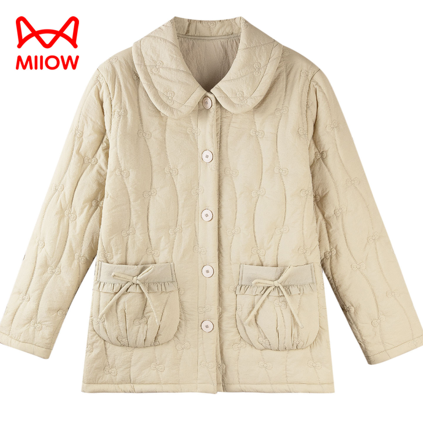 猫人睡衣女冬季三层夹棉羽绒服加绒加厚法兰绒上衣单件棉袄家居服
