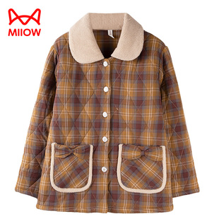 猫人单件上衣睡衣女冬三层加厚加绒纯棉夹棉珊瑚绒外穿保暖家居服