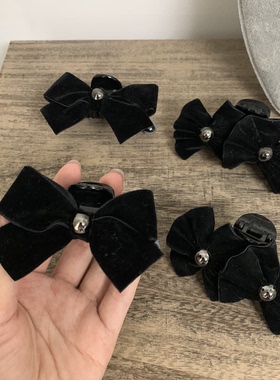 AB面高亮黑珠C弧型刘海夹7厘米韩系轻奢碎发夹公主头抓夹黑色发夹