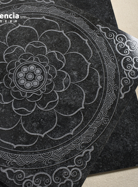 黑色钛釉京砖金砖复古禅意茶室寺庙地砖仿古砖民宿餐饮店800x800