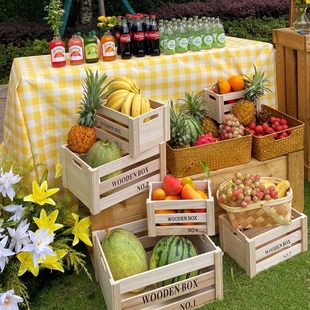 实木收纳箱复古长方形木箱子定制木条箱木框箱超市陈列装饰水果箱