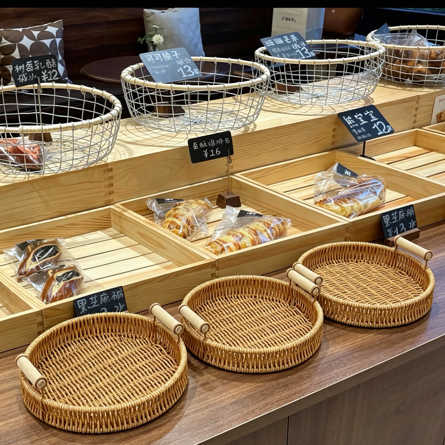 面包展示陈列架蛋糕店托盘长方形实木格栅架烘焙糕点盘架子木箱