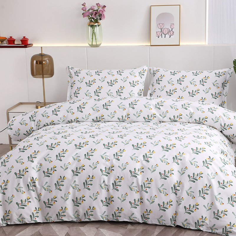 ins风纯棉四件套 40支斜纹床单白底被套 春夏款全棉被罩透气床单