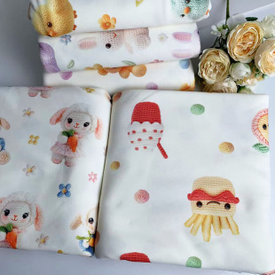 亲肤透气a类儿童棉布卡通针织面料纯棉宝宝婴儿睡衣柔软床品布料