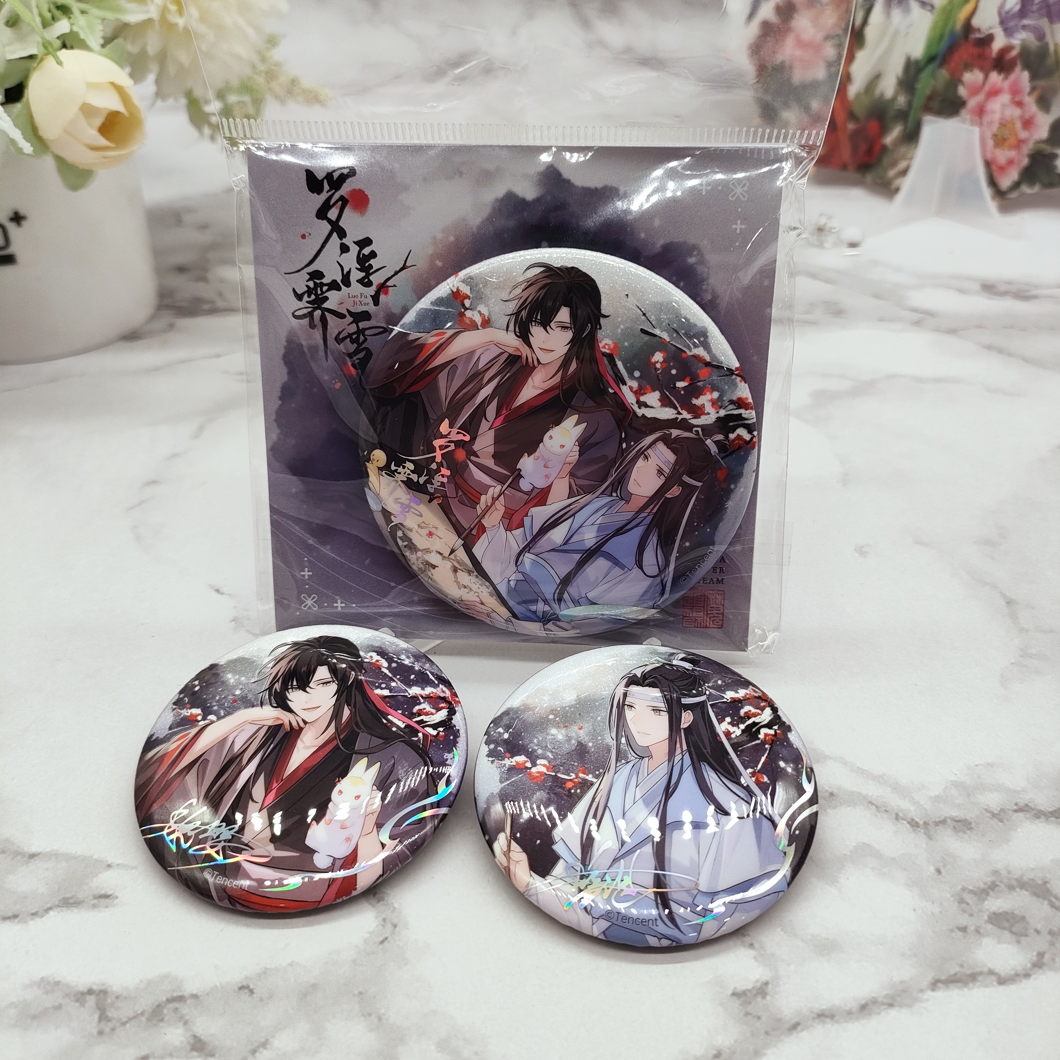 晨枫谷子 苍妹儿魔道祖师动画 罗浮霁雪系列夜雪反光吧唧徽章