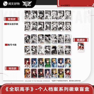 阅文全职高手官周-个人档案系列徽章吧唧盲盒