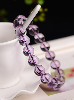 假一赔十女天然紫色水晶单圈手串