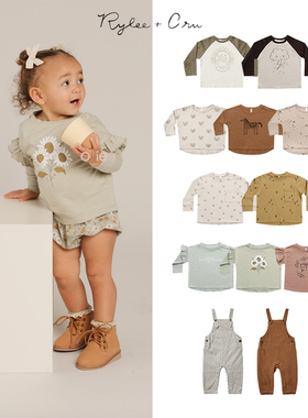 折扣款 现货美国Rylee Cru 婴儿男女童长袖薄棉T恤花苞裤